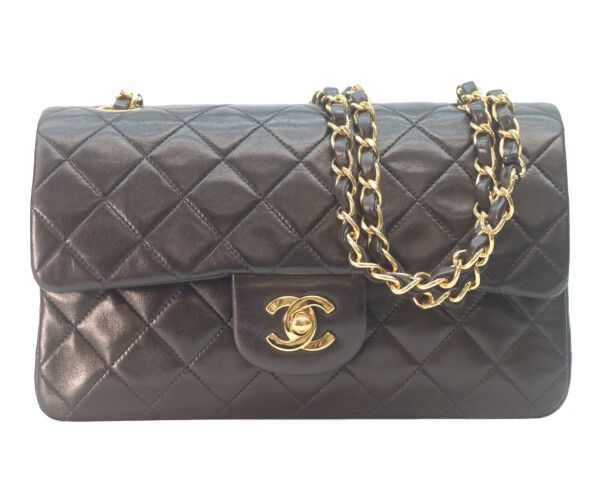 Chanel Black Lamb Gold Quilted 23 Shoulder