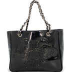 Chanel Tote CC Logo Black Perforated Leather Chain Business — view 2