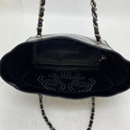 Chanel Tote CC Logo Black Perforated Leather Chain Business — view 8