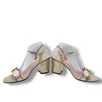 Gucci High Sandals GG Marmont Double Log Leather Gold — view 2