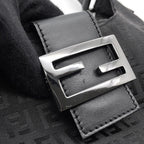 Fendi Handbag Zucchino Shoulder Canvas Leather Bag Black — view 7