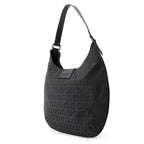 Fendi Handbag Zucchino Shoulder Canvas Leather Bag Black — view 2