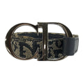 Dior Vintage Trotter 75 cm Navy Silver Canvas Belt
