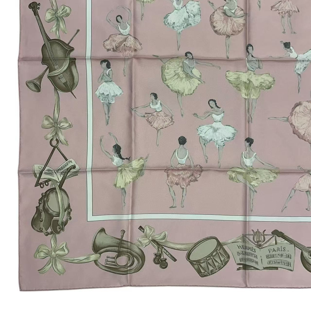Hermes Carre 90 Scarf Silk la Dance Ballet Dancer Ballerina Pink — view 2