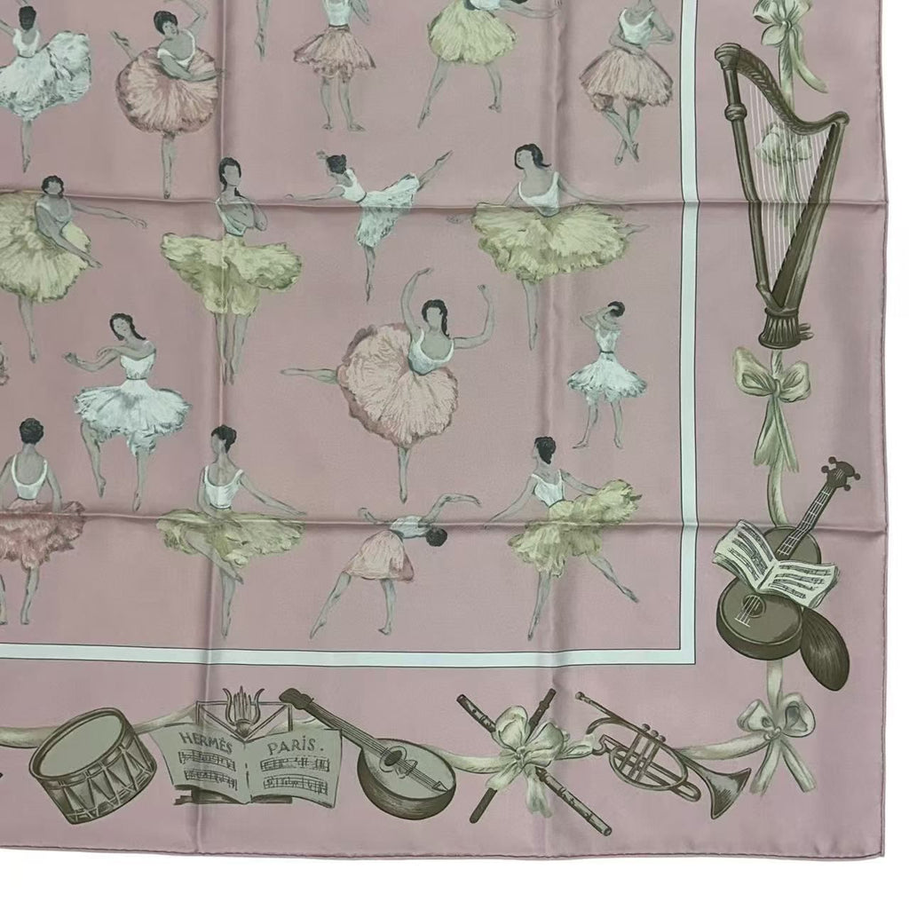 Hermes Carre 90 Scarf Silk la Dance Ballet Dancer Ballerina Pink — view 3