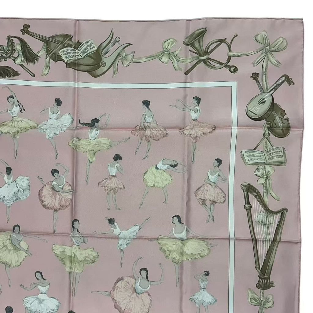 Hermes Carre 90 Scarf Silk la Dance Ballet Dancer Ballerina Pink — view 4