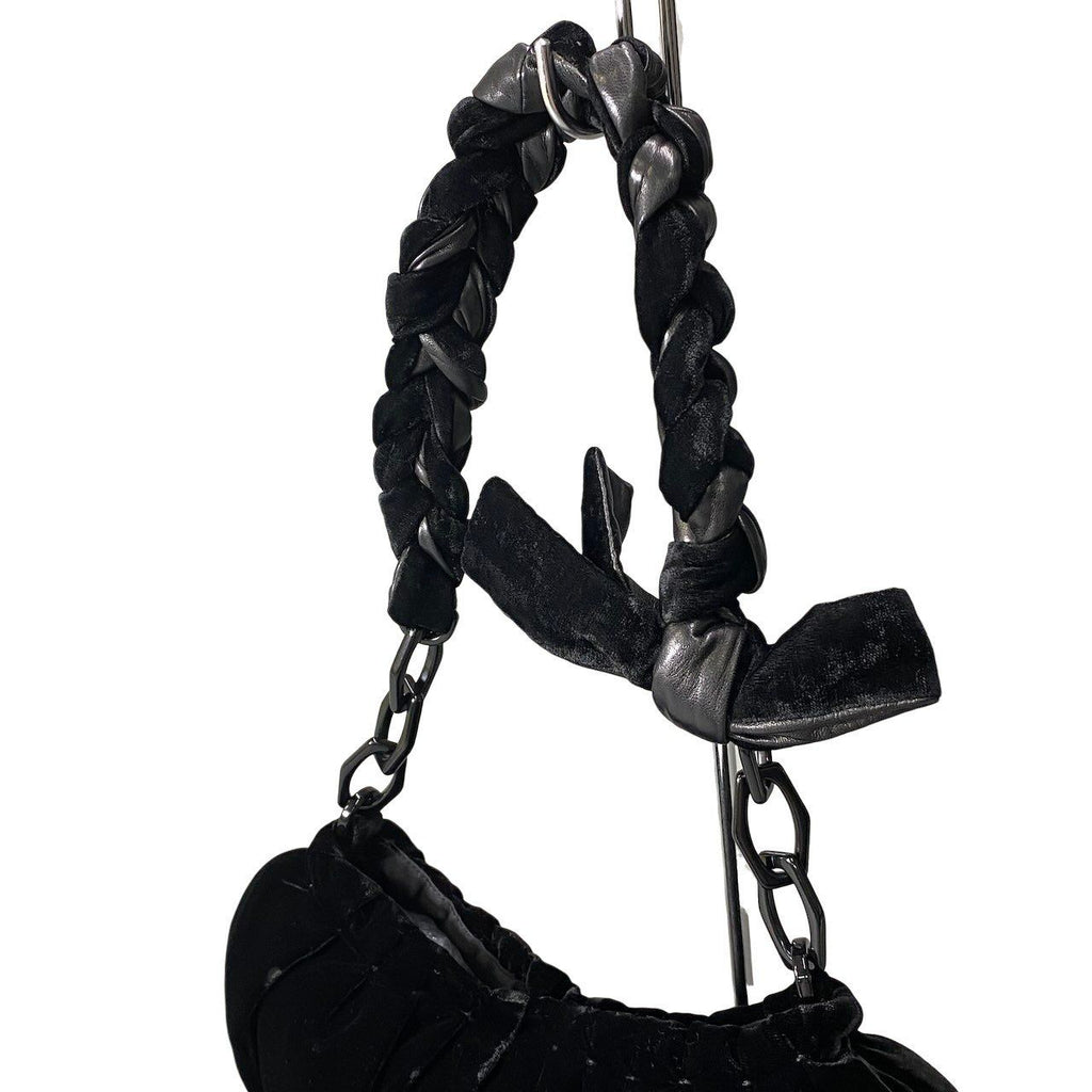 Prada Velvet Plastic Chain Shoulder Bag Black — view 7