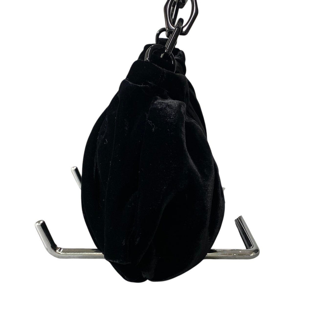 Prada Velvet Plastic Chain Shoulder Bag Black — view 3