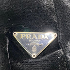 Prada Velvet Plastic Chain Shoulder Bag Black — view 8