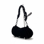 Prada Velvet Plastic Chain Shoulder Bag Black