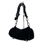 Prada Velvet Plastic Chain Shoulder Bag Black — view 4