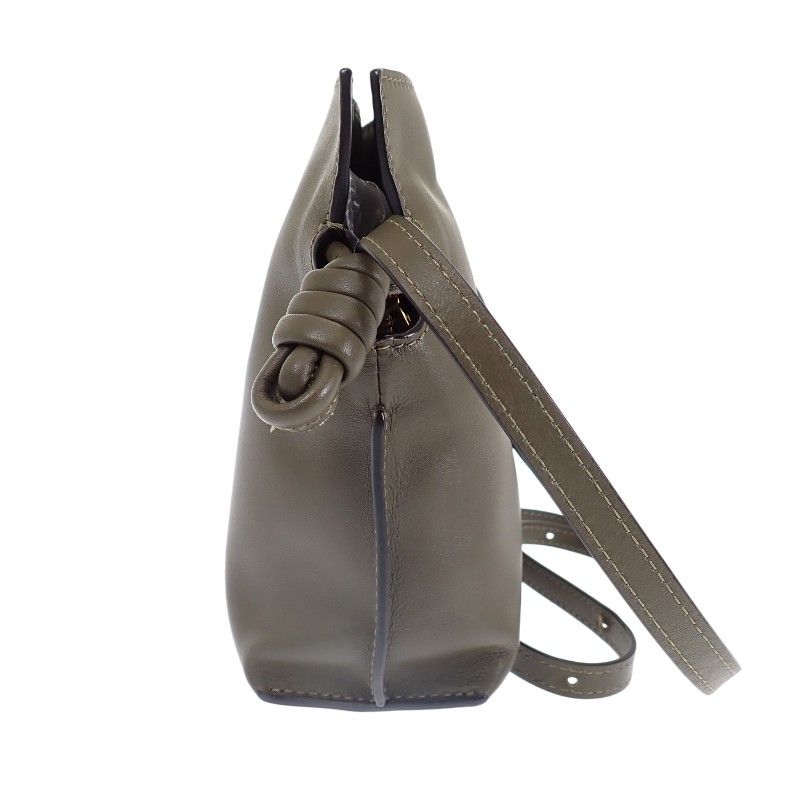 Loewe Flamenco Clutch Mini 2-Way Shoulder Handbag Nappa Calfskin Dark Khaki Gold — view 3