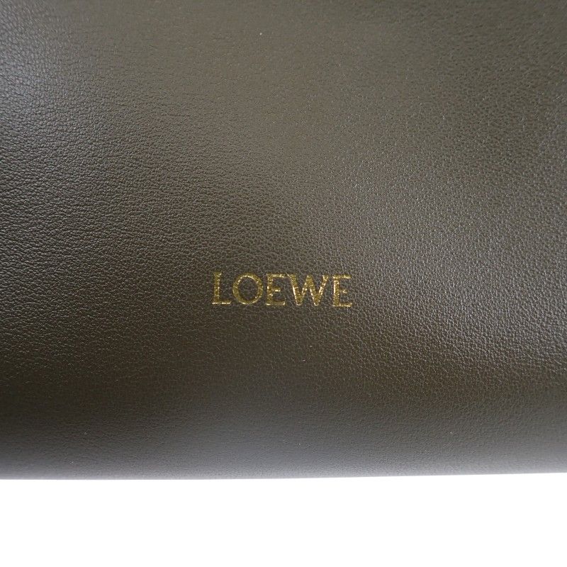 Loewe Flamenco Clutch Mini 2-Way Shoulder Handbag Nappa Calfskin Dark Khaki Gold — view 8