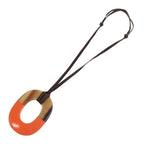 Hermes GM Necklace Buffalo Horn Lacquer Wood Box Orange Brown All Season Large — view 9