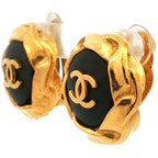 Chanel CC Logo Pair Costume Earrings Alloy Gold — view 2