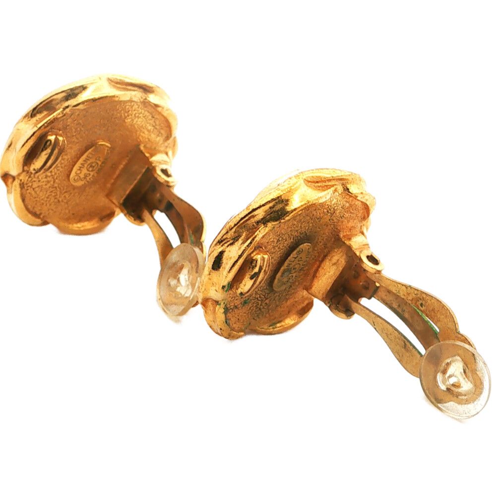 Chanel CC Logo Pair Costume Earrings Alloy Gold — view 4