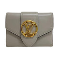 Louis Vuitton Portefeuille Pont Neuf Leather Trifold Wallet Gray