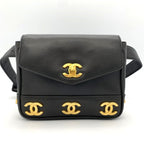 Chanel Waist Bag Triple CC Logo Leather Black