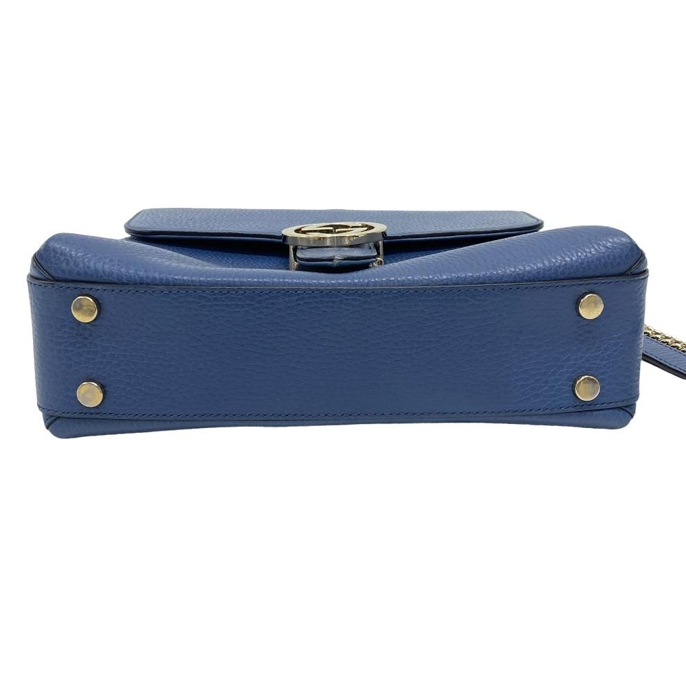 Gucci 2-Way Leather Shoulder Bag Blue — view 7