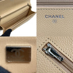 Chanel Quilted Classic Chain Wallet Beige Caviar Leather CC Logo — view 5