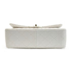 Chanel Quilted Double Flap Chain Shoulder Bag White Caviar Leather — view 3