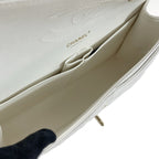 Chanel Quilted Double Flap Chain Shoulder Bag White Caviar Leather — view 4