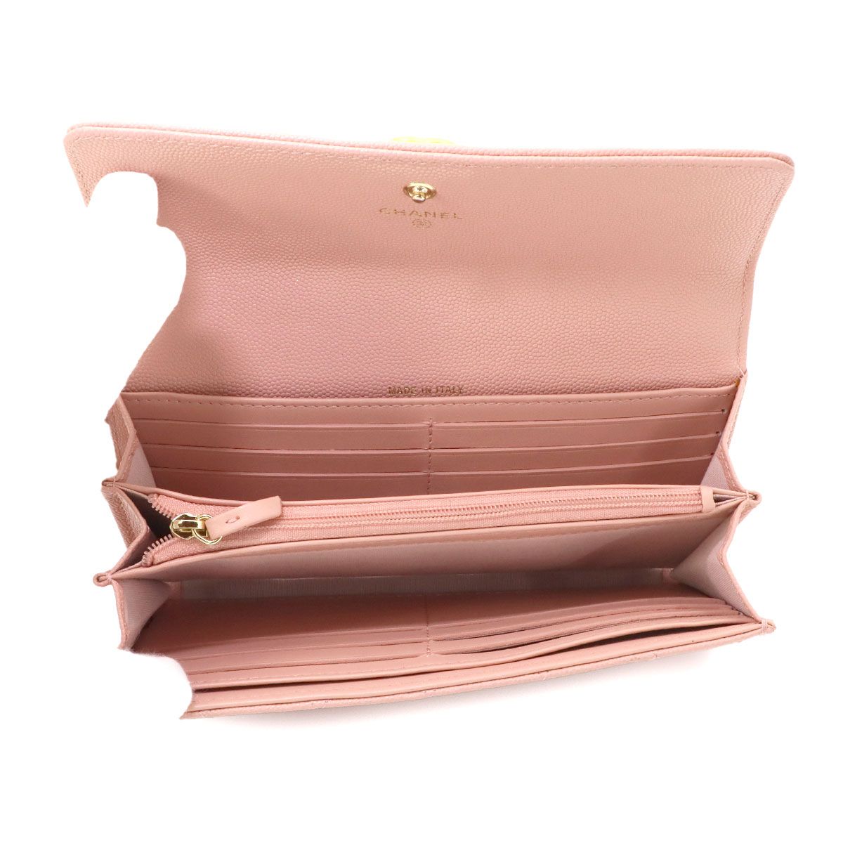 Chanel Quilted Bifold Wallet Caviar Leather Pink Gold — view 6