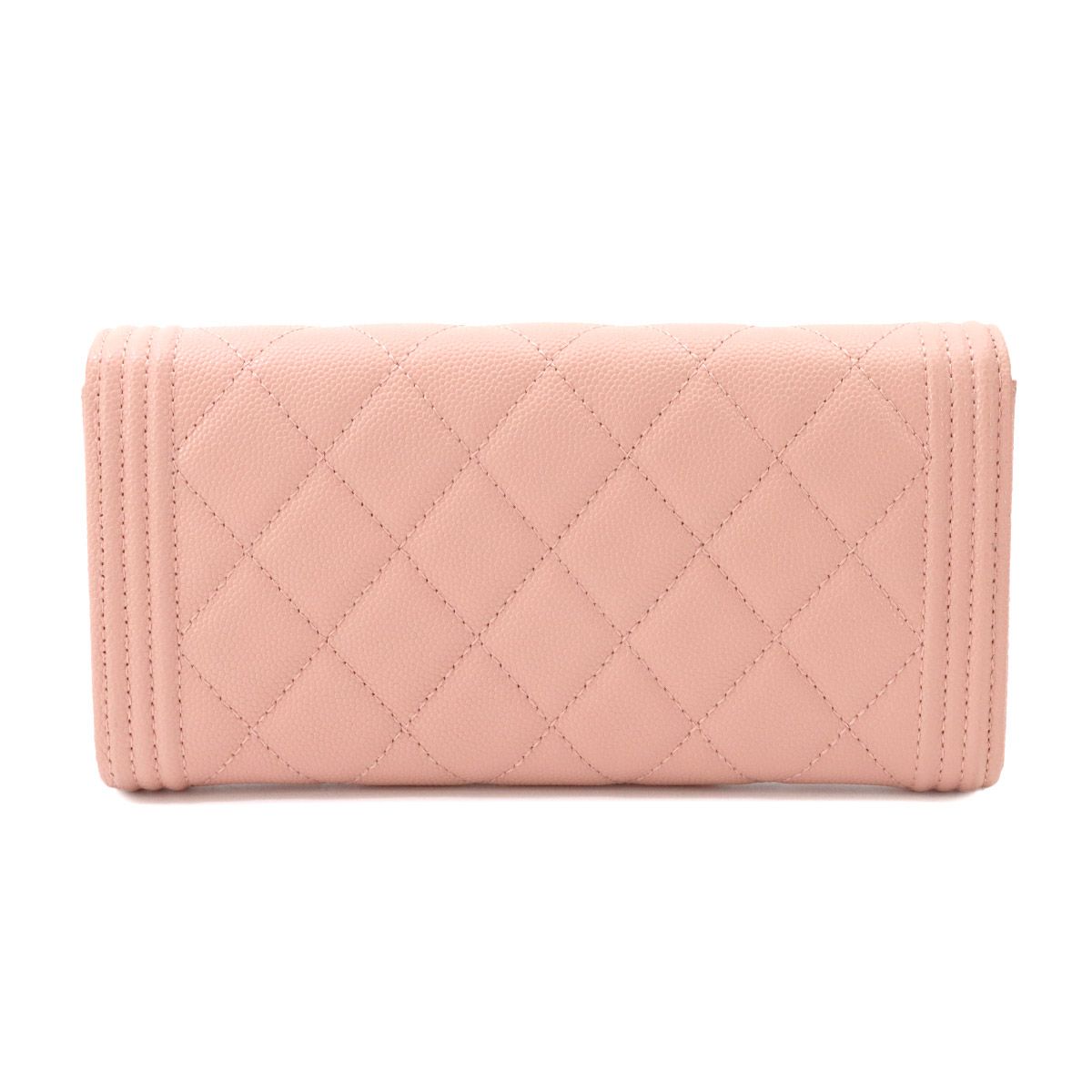 Chanel Quilted Bifold Wallet Caviar Leather Pink Gold — view 3