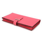 Hermes Bearn Souffle Bifold Wallet Epsom Rose Azalea Silver Soufflet — view 5