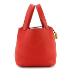 Hermes Picotin Lock 18 PM Hand Bag Taurillon Clemence Rouge Tomato Gold — view 2