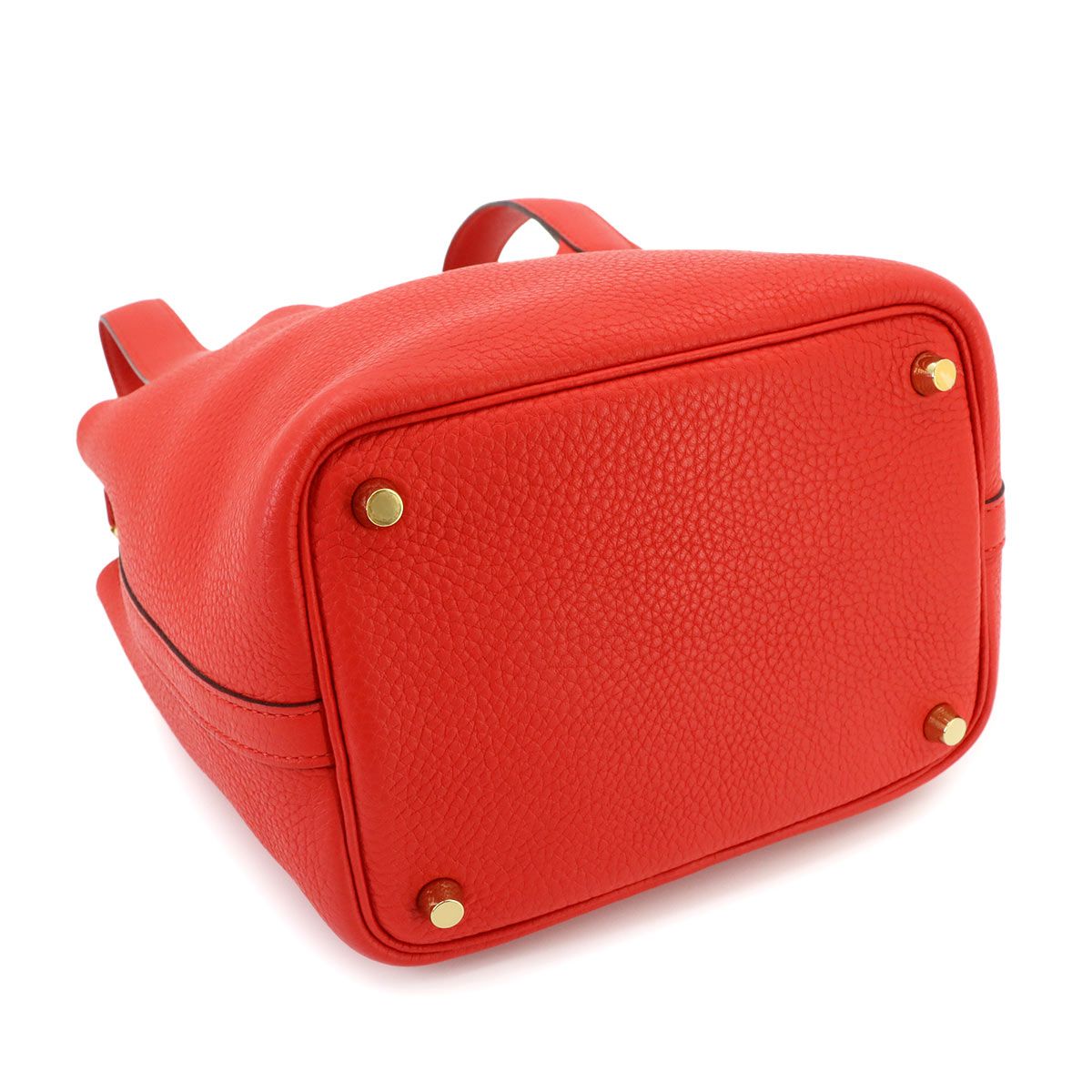 Hermes Picotin Lock 18 PM Hand Bag Taurillon Clemence Rouge Tomato Gold — view 4