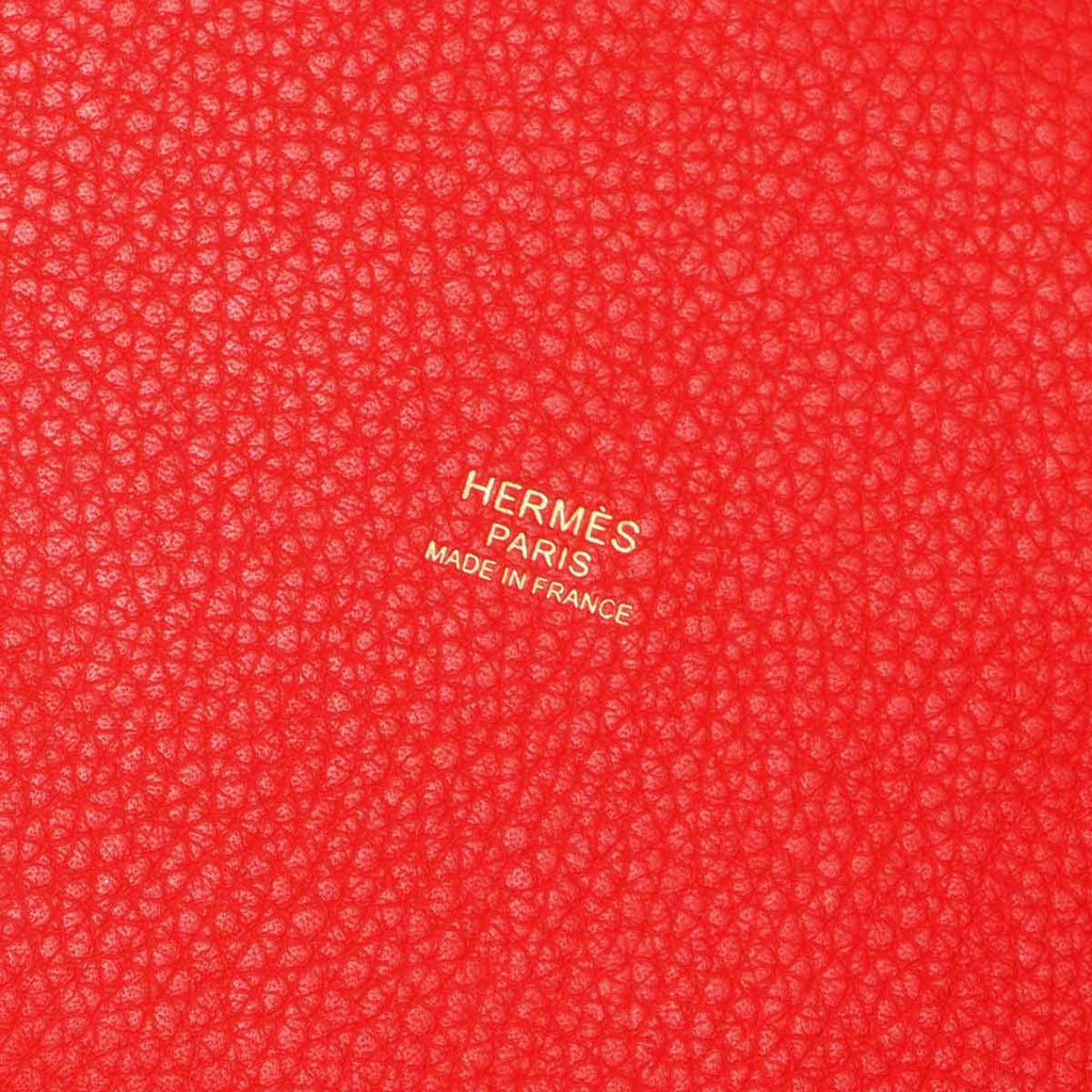 Hermes Picotin Lock 18 PM Hand Bag Taurillon Clemence Rouge Tomato Gold — view 8