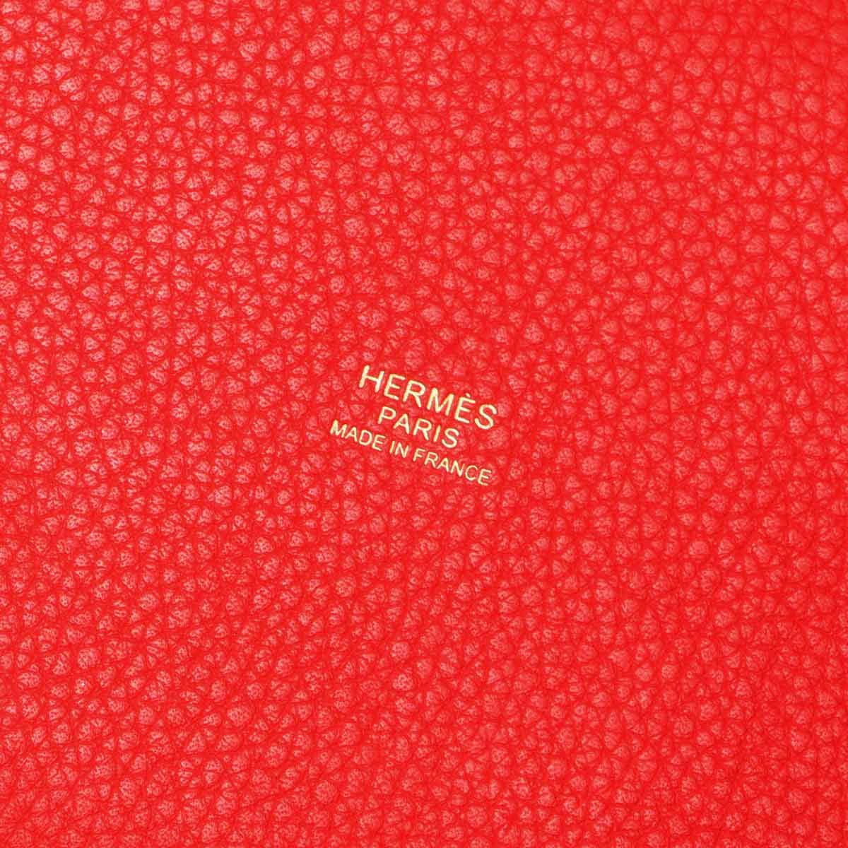 Hermes Picotin Lock 18 PM Hand Bag Taurillon Clemence Rouge Tomato Gold — view 8