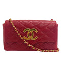 Chanel Single Flap Double Chain Quilted CC Logo Lambskin Shoulder Bag