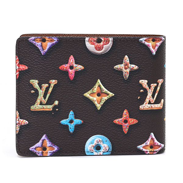 Louis Vuitton Portefeuille Calf Bifold Wallet Monogram Donut Canvas Chocolate — view 3