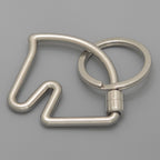 Hermes Key Holder Cheval Key Ring Charm Metallic Polished Stainless Steel