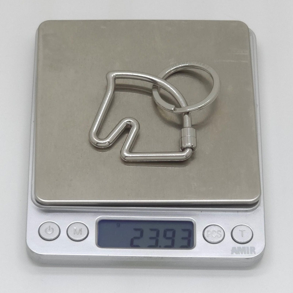 Hermes Key Holder Cheval Key Ring Charm Metallic Polished Stainless Steel — view 9