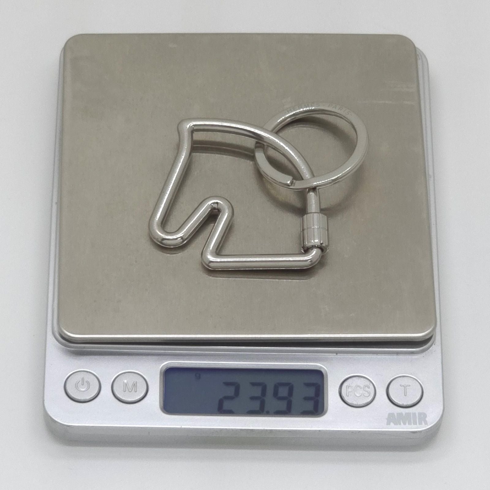 Hermes Key Holder Cheval Key Ring Charm Metallic Polished Stainless Steel — view 9