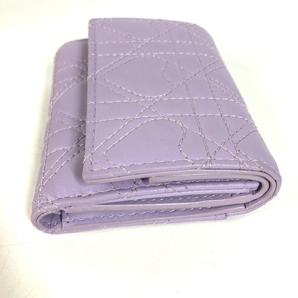 Dior Trifold Wallet Lotus Lambskin Lilac Purple — view 2