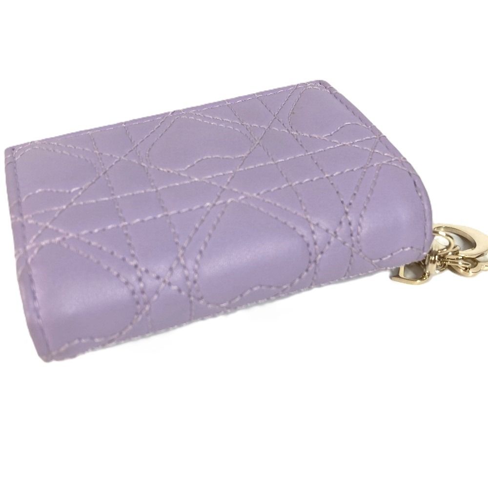 Dior Trifold Wallet Lotus Lambskin Lilac Purple — view 3