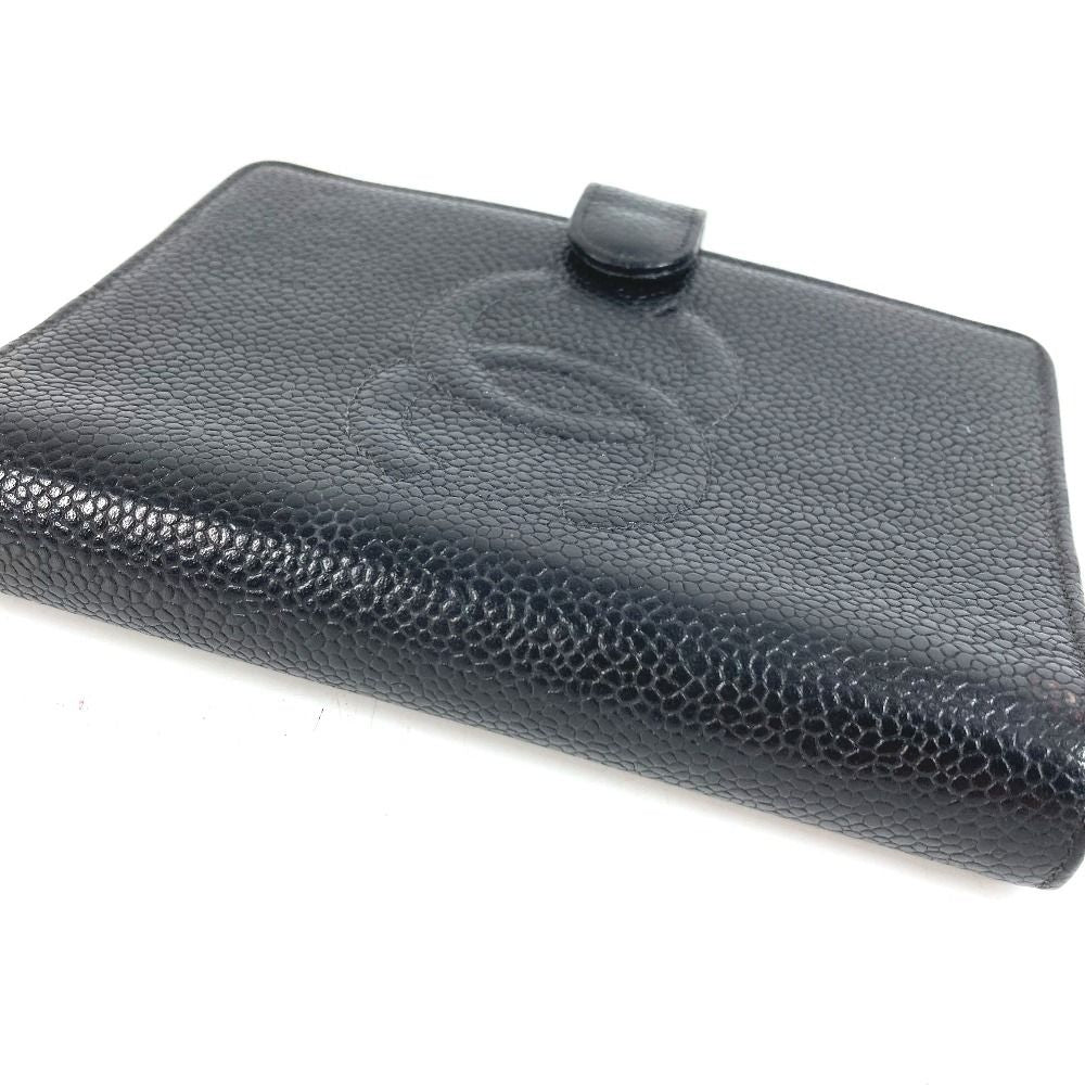 Chanel Notebook Cover CC Logo Caviar Leather Black Agenda — view 6