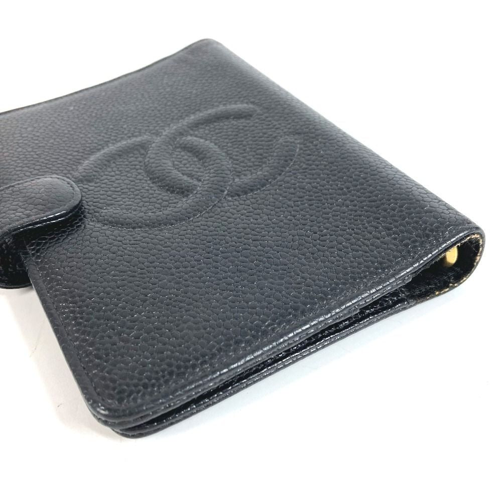 Chanel Notebook Cover CC Logo Caviar Leather Black Agenda — view 3