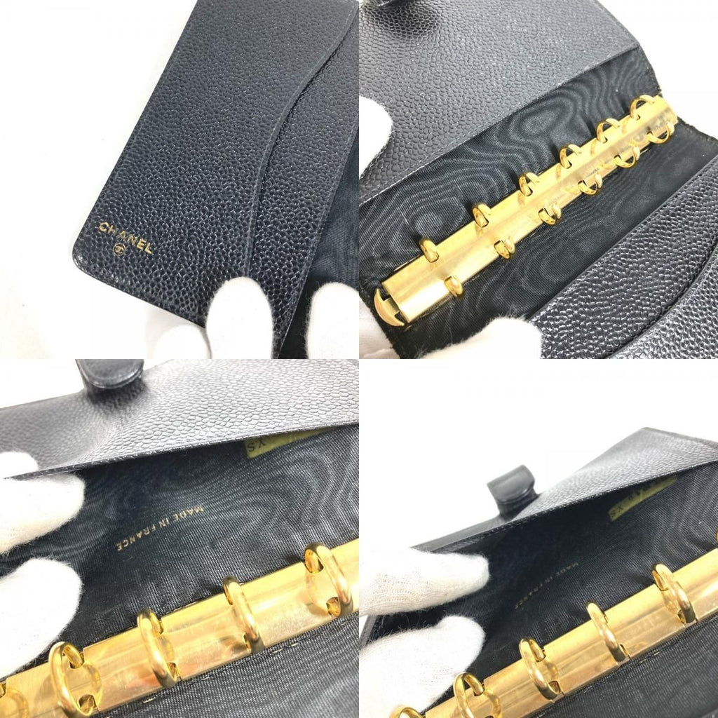 Chanel Notebook Cover CC Logo Caviar Leather Black Agenda — view 8