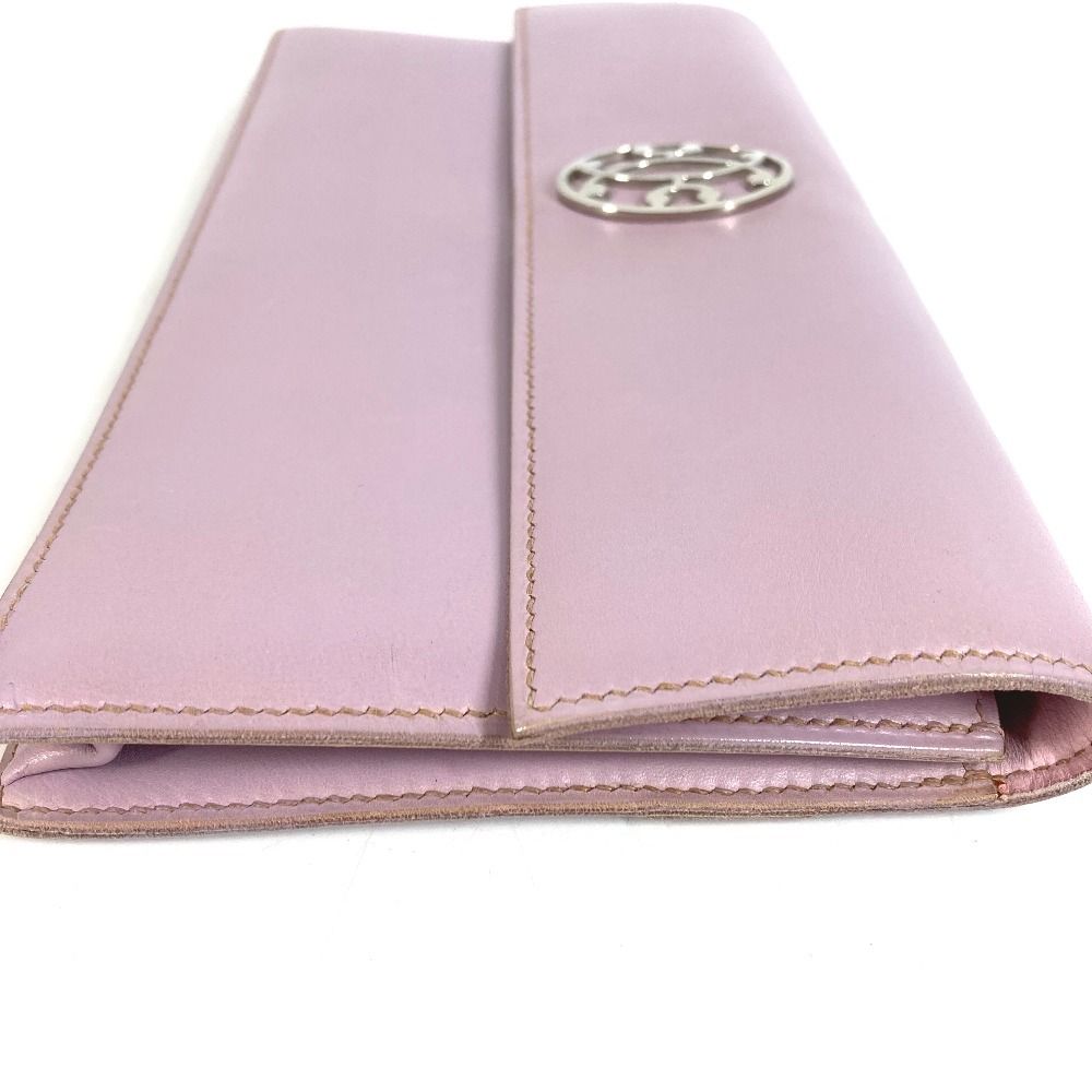 Hermes Clutch Logo Leather Purple Pink — view 7