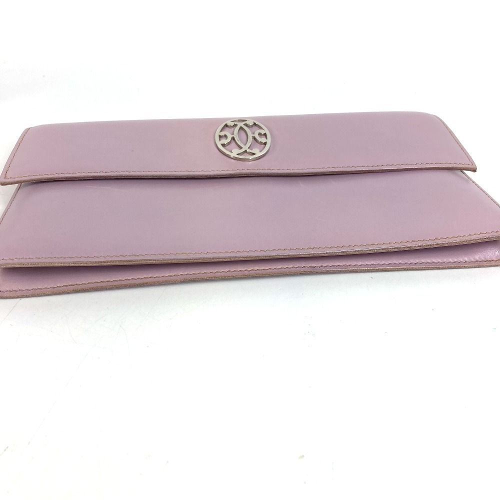 Hermes Clutch Logo Leather Purple Pink — view 5