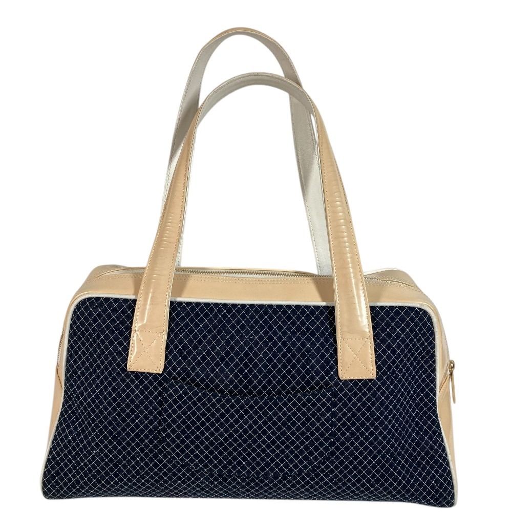 Chanel Shoulder Bag CC Logo Quilted Canvas Navy — view 3