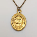 Chanel CC Logo Gold Necklace First Era Vintage