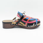 Hermes Carlotta Kelly Wood Sole Sandals Multicolor — view 3