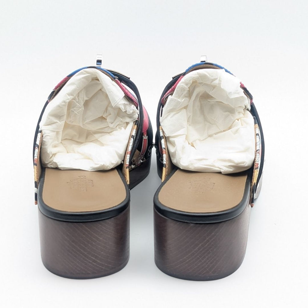 Hermes Carlotta Kelly Wood Sole Sandals Multicolor — view 5