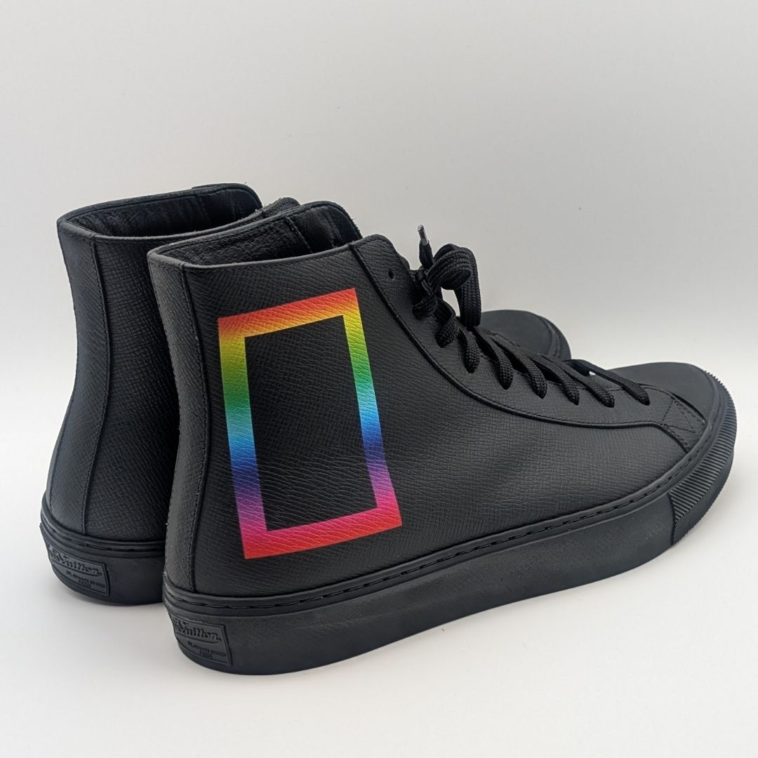 Louis Vuitton Tattoo Line High Cut Sneakers Leather Black Rainbow Shoes — view 2